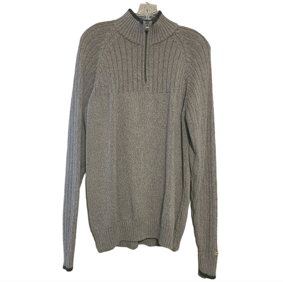 Columbia | Men's Gray Quarter Zip Ribbed Sweater (Size Medium) - Picture 1 of 11